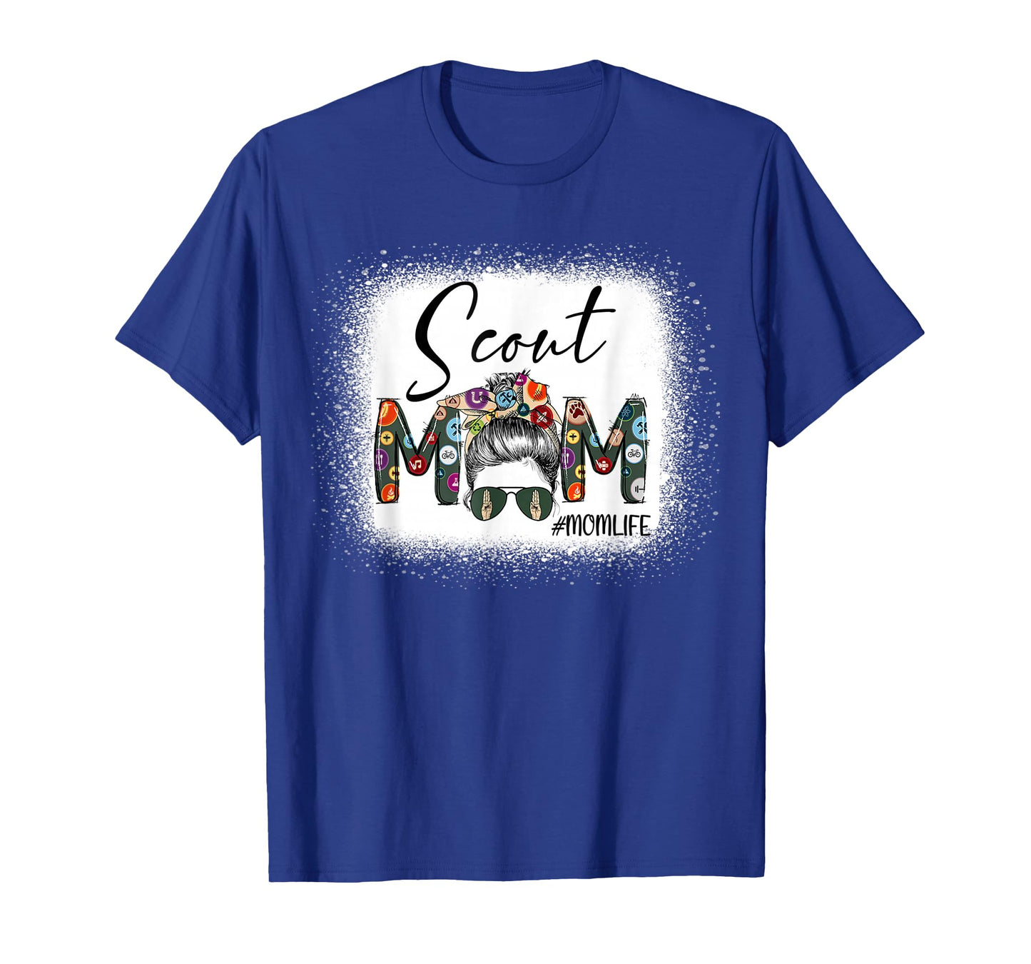 Scouting Scout Mom Life Messy Bun Hair Bleached Mother's Day T-Shirt