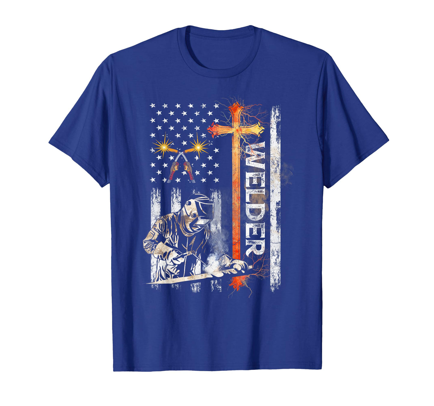 Welder American Flag Welding Faith Cross Christian T-Shirt