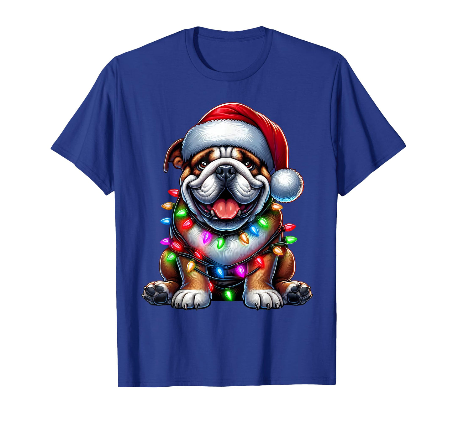 English Bulldog Christmas Tree Lights Xmas Pajama Dog Lover T-Shirt