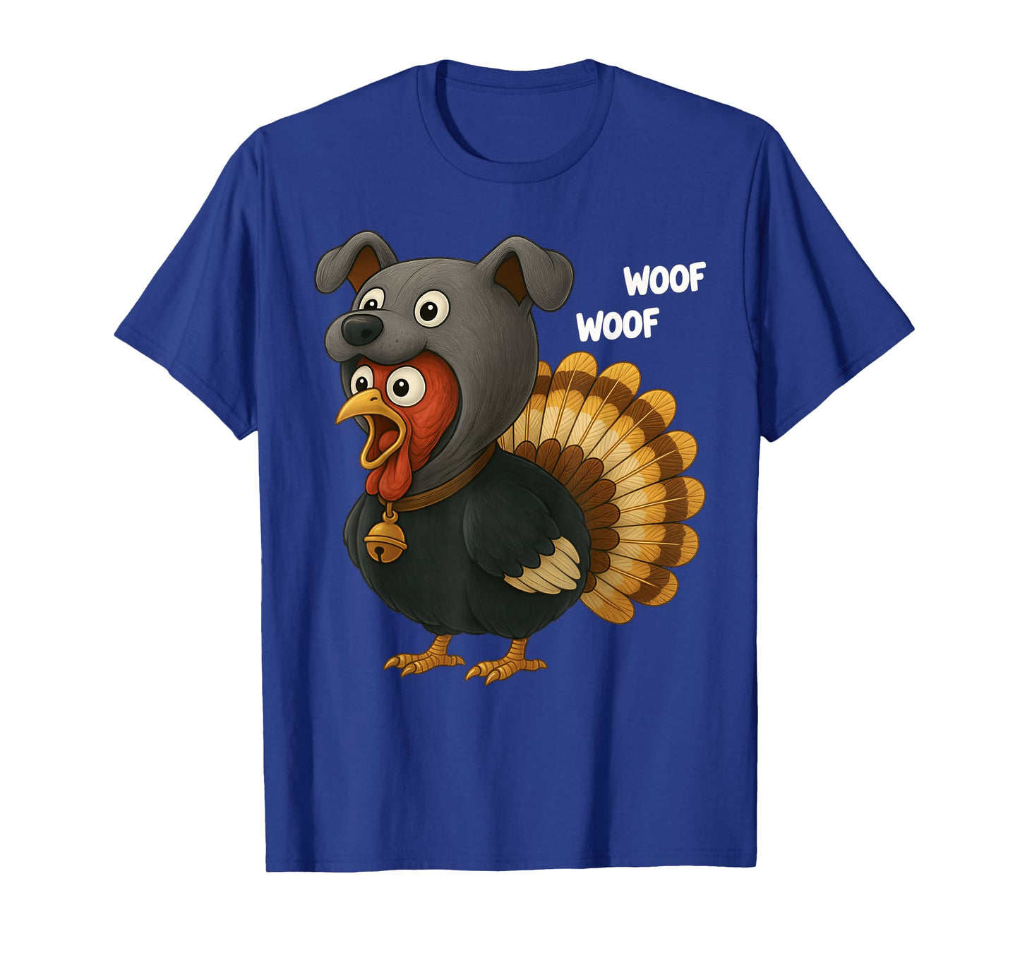 Turkey Dressed As Dog Woof Woof Thanksgiving Men Women Kid T-Shirt