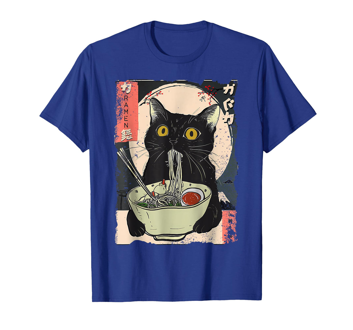 Vintage Cat Eating Ramen Funny Japanese Noodles T-Shirt