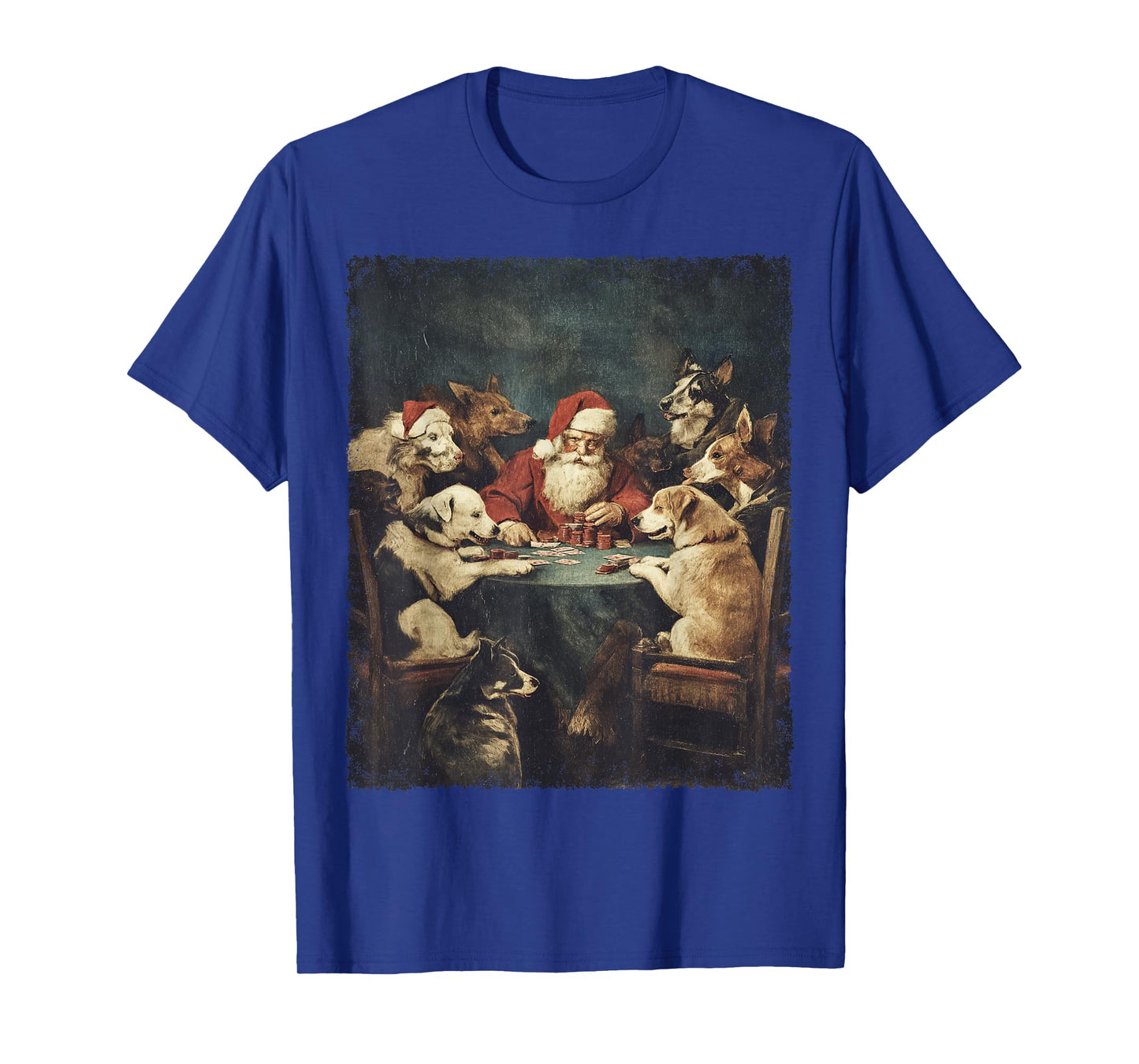 Christmas Santa Playing Cards Dogs Playing Poker T-Shirt
