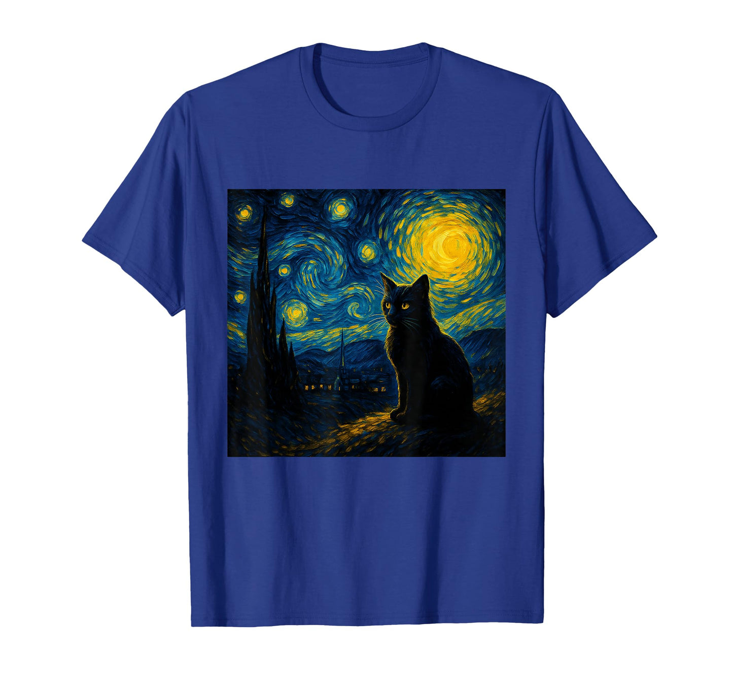 Cat Starry Night Van Gogh Cat for Cat Dad T-Shirt