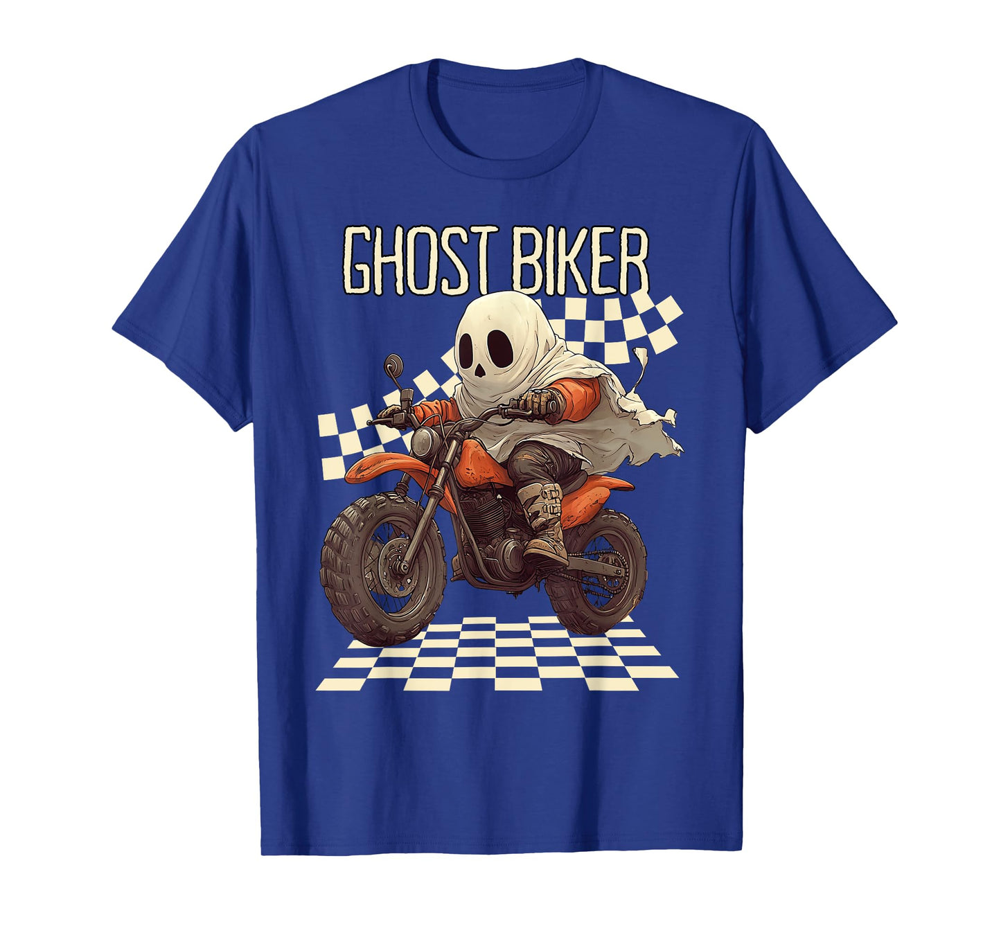 Funny Halloween Ghost Biker on Motorcycle T-Shirt