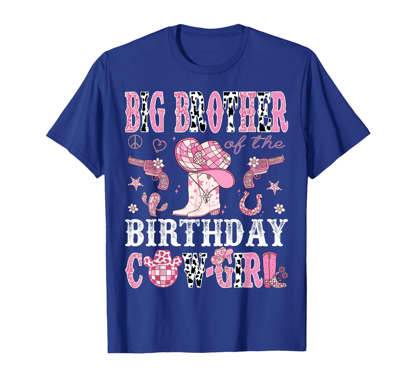 Big Brother Of The Birthday Cow-Girl Pink Disco Western T-Shirt