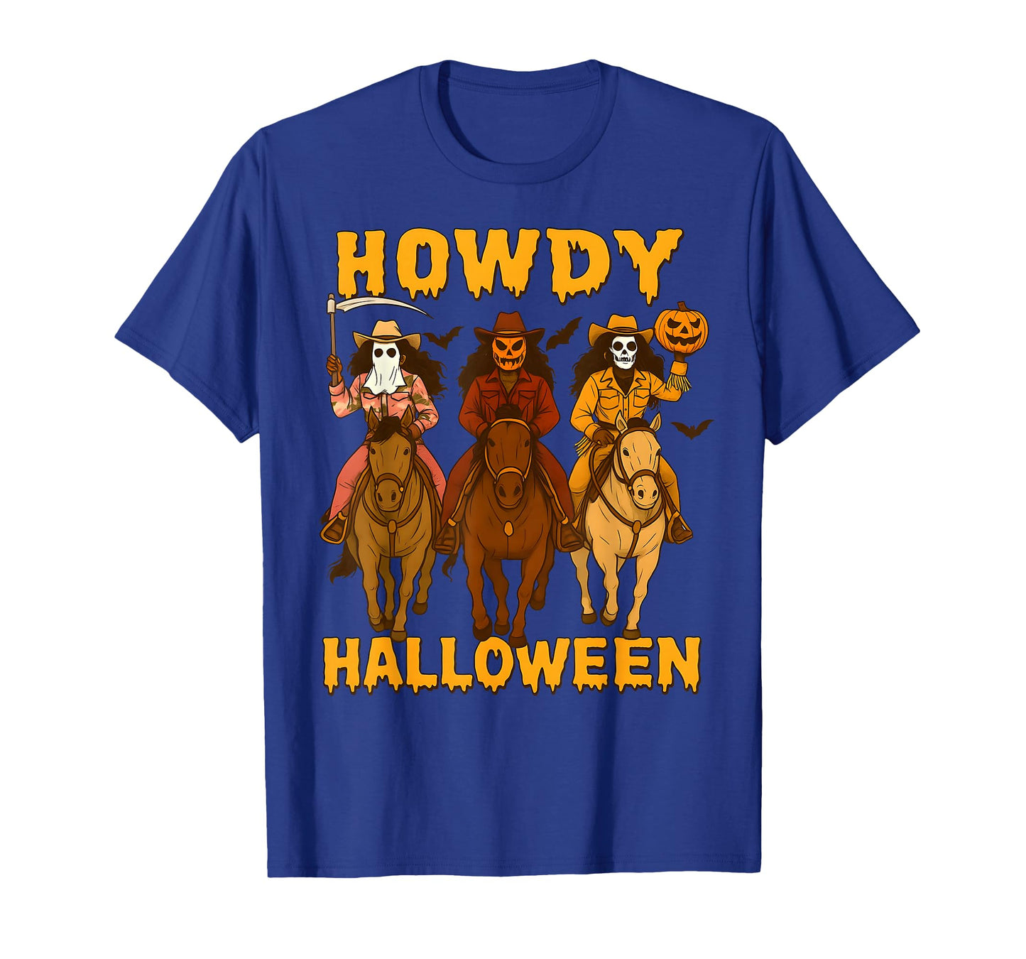 Howdy Halloween Spooky Western Cowboy Skeleton Riders Funny T-Shirt