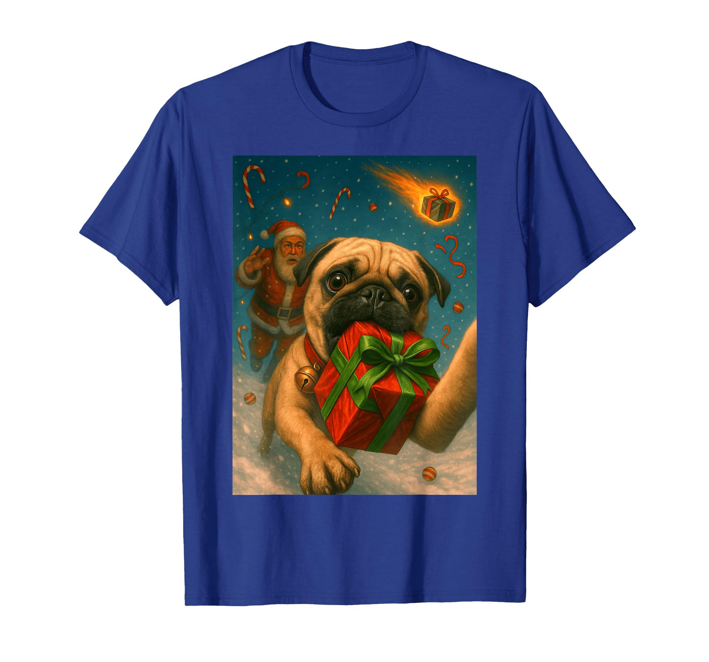 Pug Christmas Shirt - Funny Selfie with Santa T-Shirt