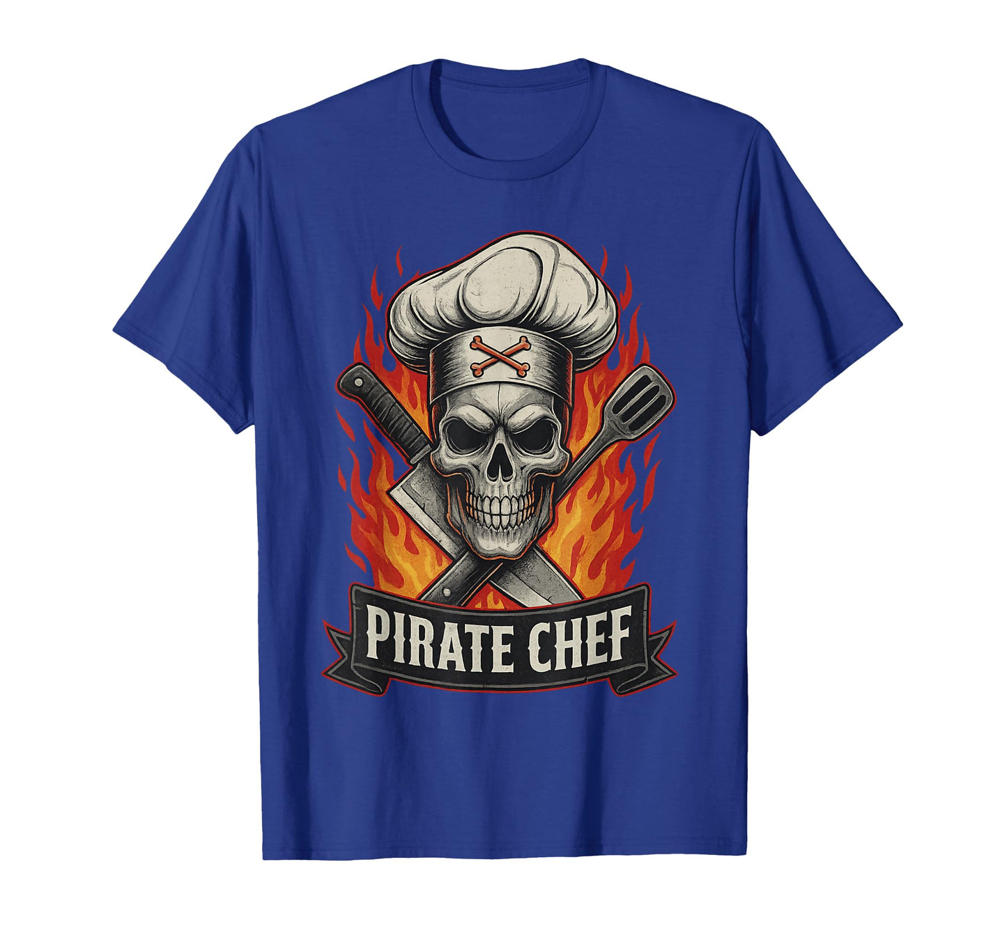 Pirate Chef Hat Knife Skull Funny Cook Restaurant Cooking T-Shirt