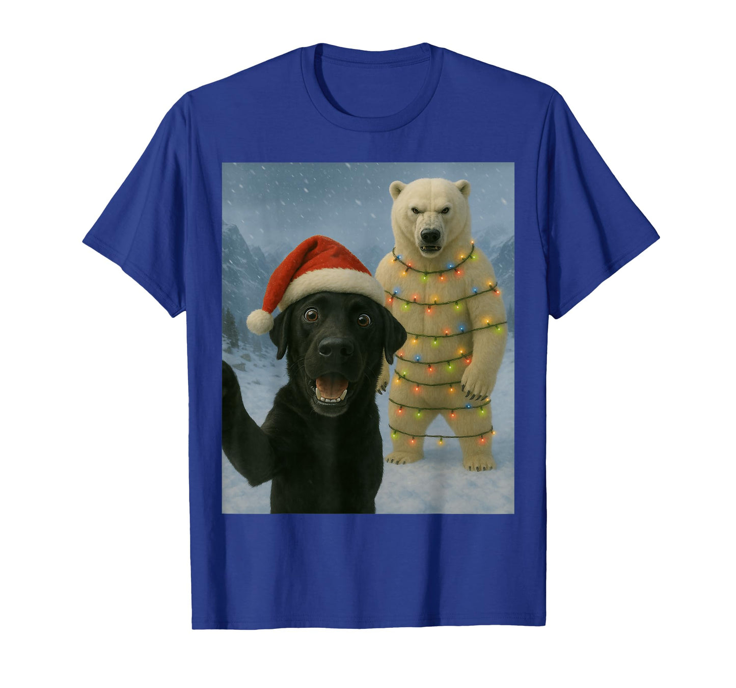 Funny Black Labrador Dog Selfie Polar Bear Christmas Humor T-Shirt