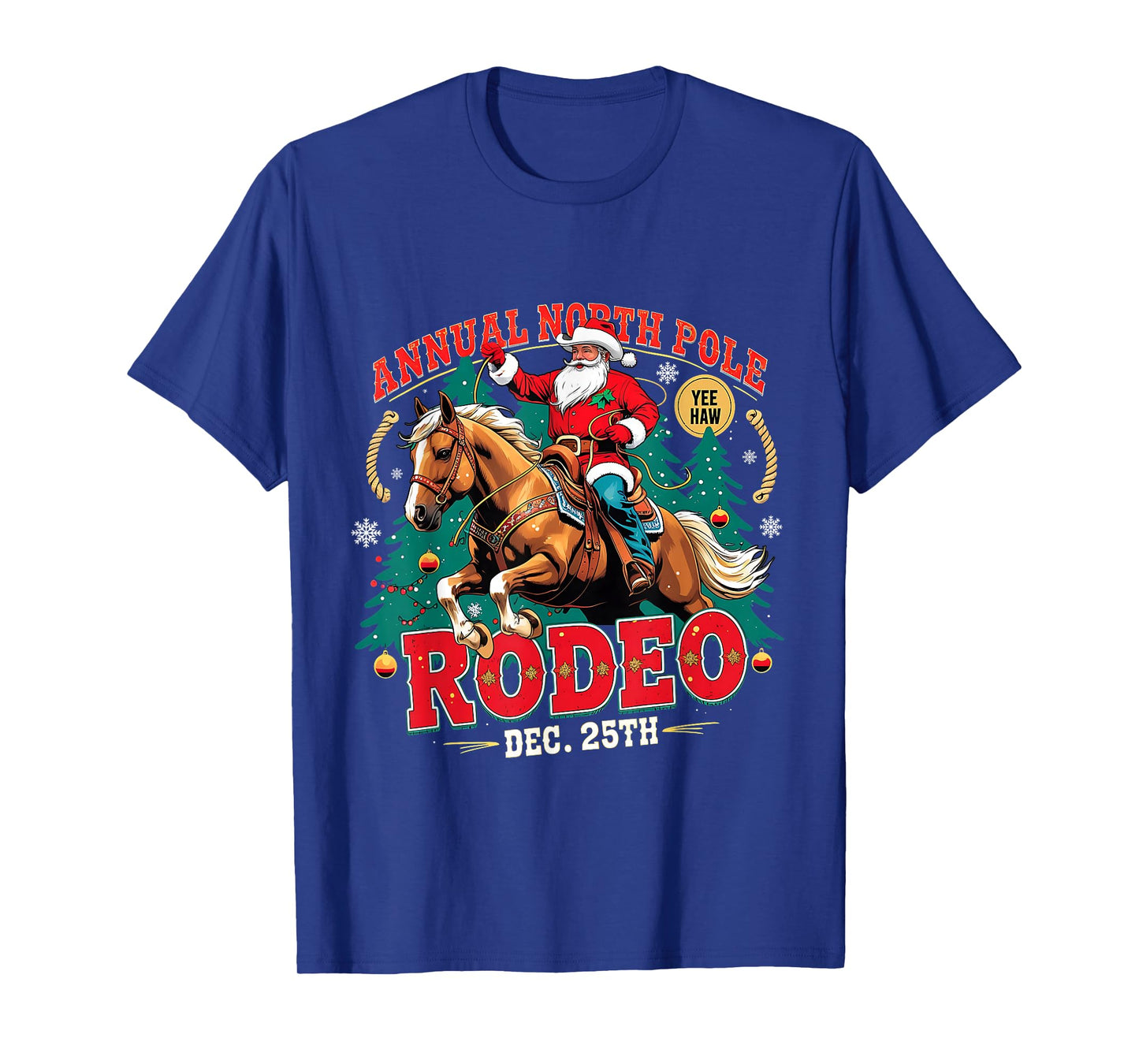 Annual North Pole Rodeo Christmas Cowboy Design T-Shirt