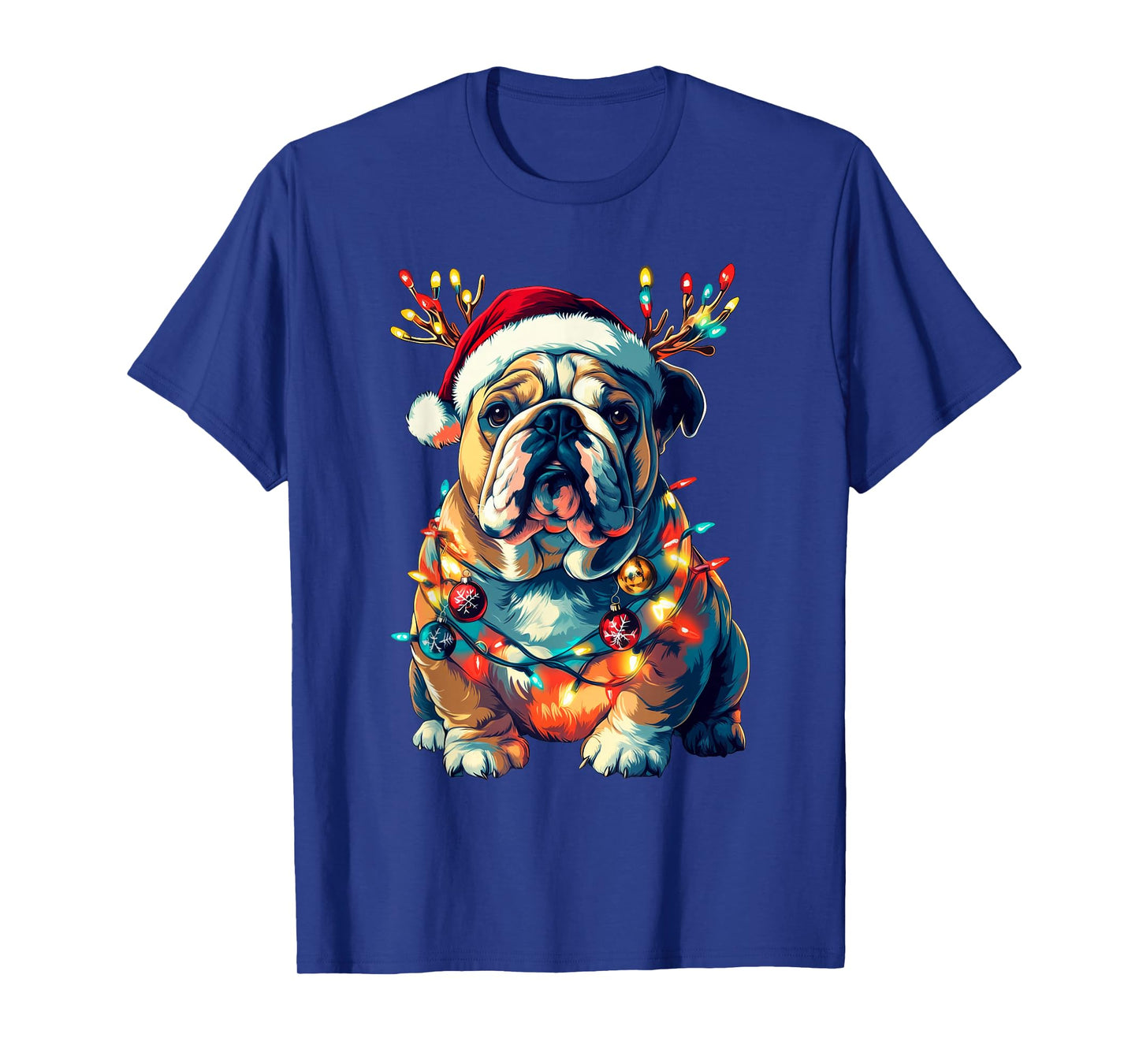 English Bulldog Dog Christmas Lights Xmas T-Shirt