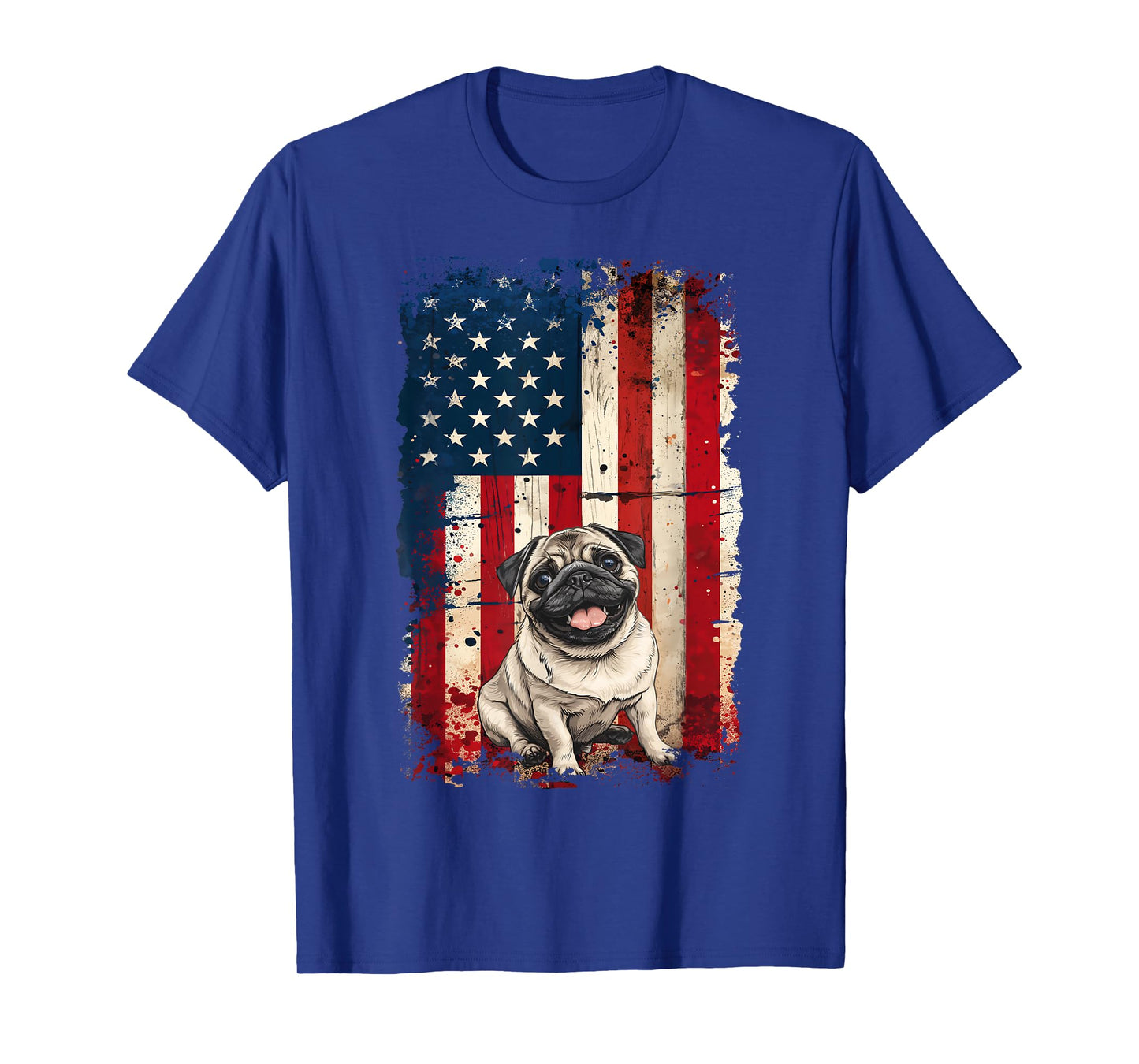 Pug American Flag USA Patriotic 4th of July T-Shirt