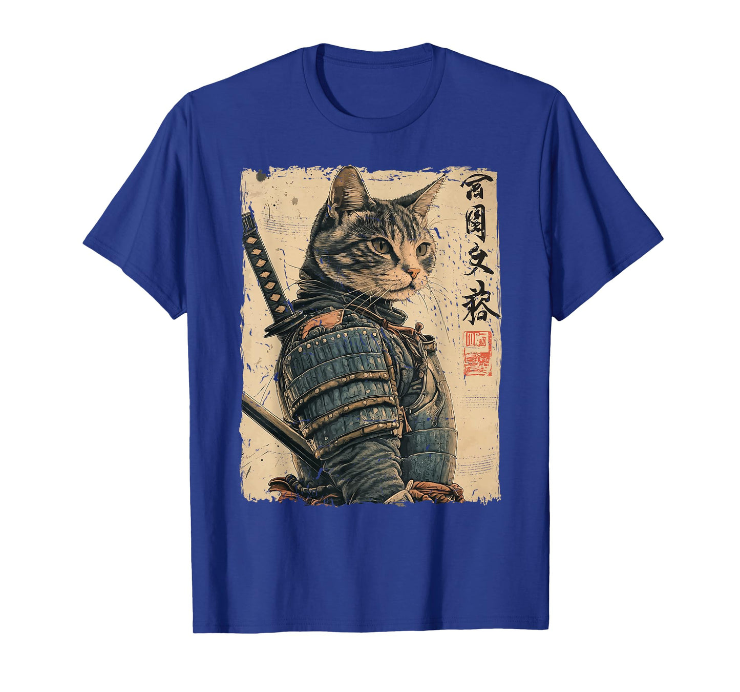 Samurai Cat Warrior Japanese Ukiyo-e Artwork Cat Samurai T-Shirt