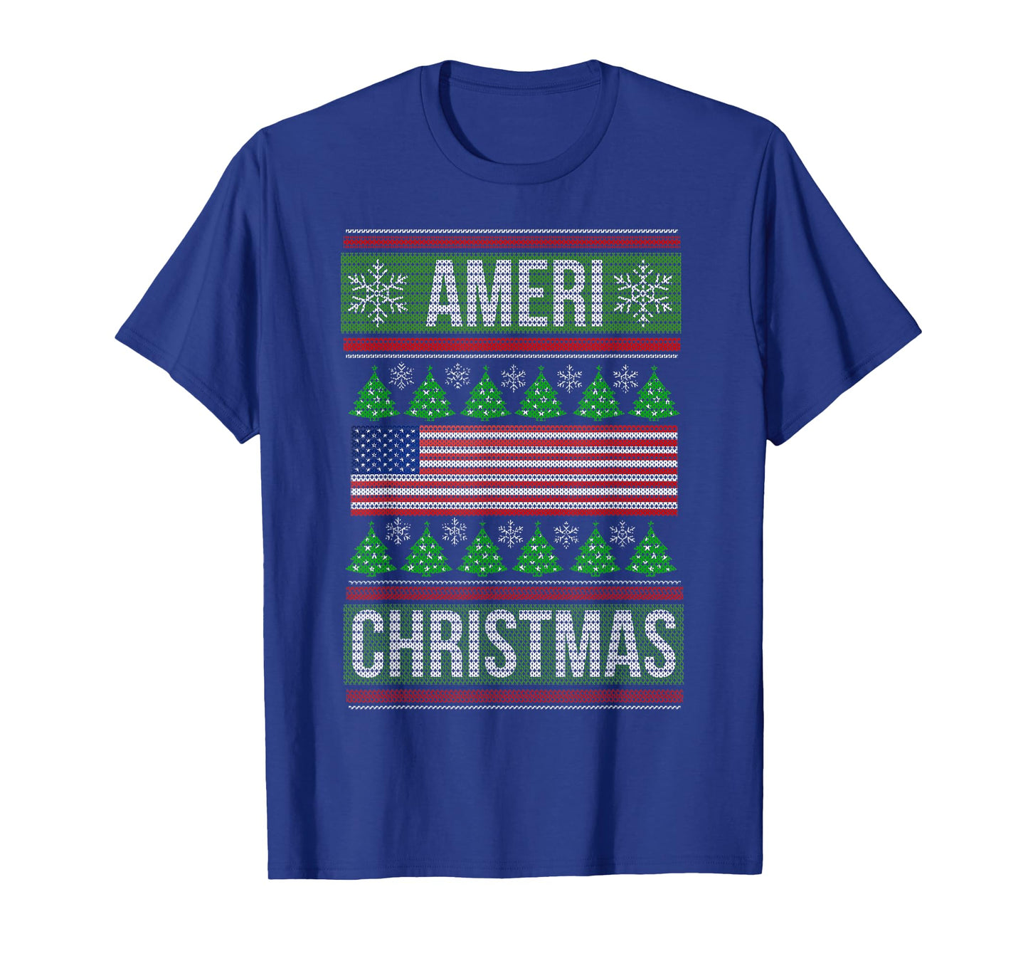 Ameri' Christmas Ugly Sweater Graphic Style Funny Xmas T-Shirt