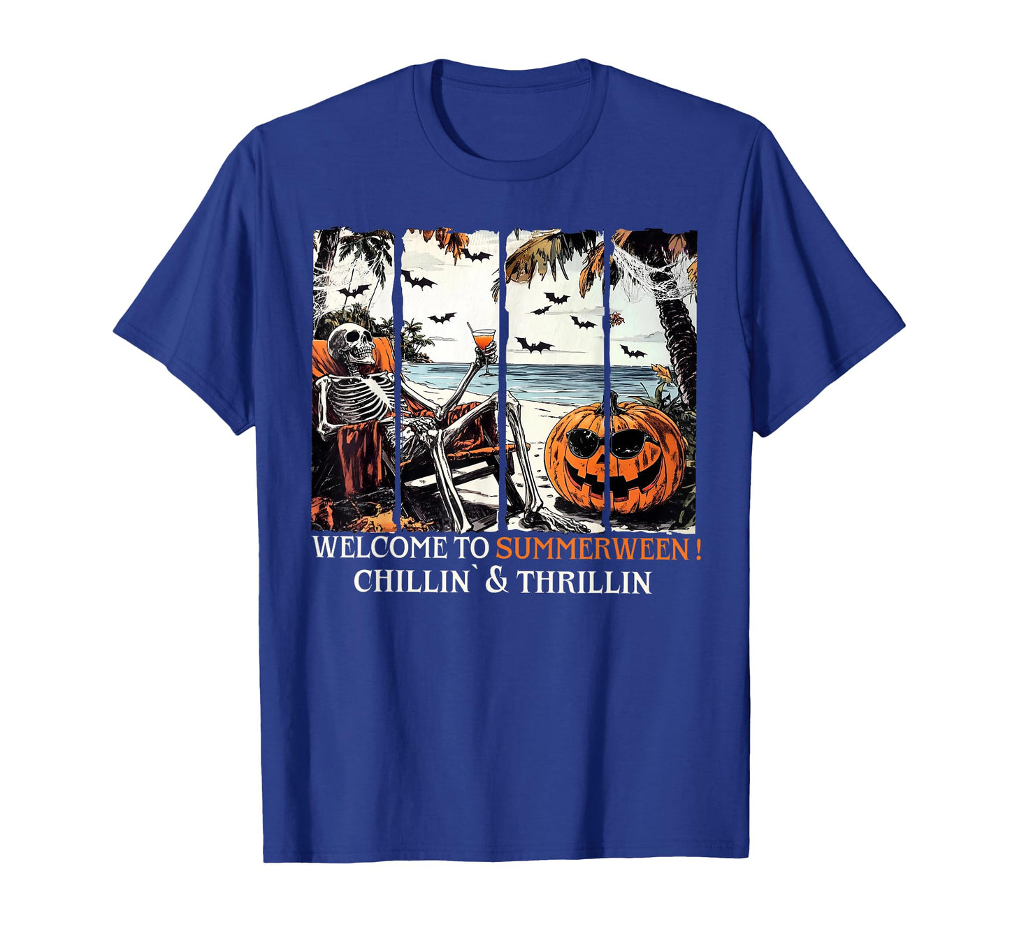 Welcome To Summerween Chillin' & Thrillin Halloween Skeleton T-Shirt