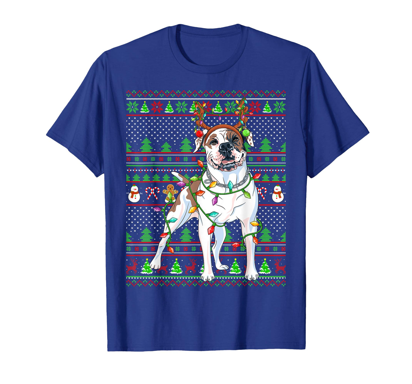 Family Matching Reindeer Ugly American Bulldog Christmas T-Shirt