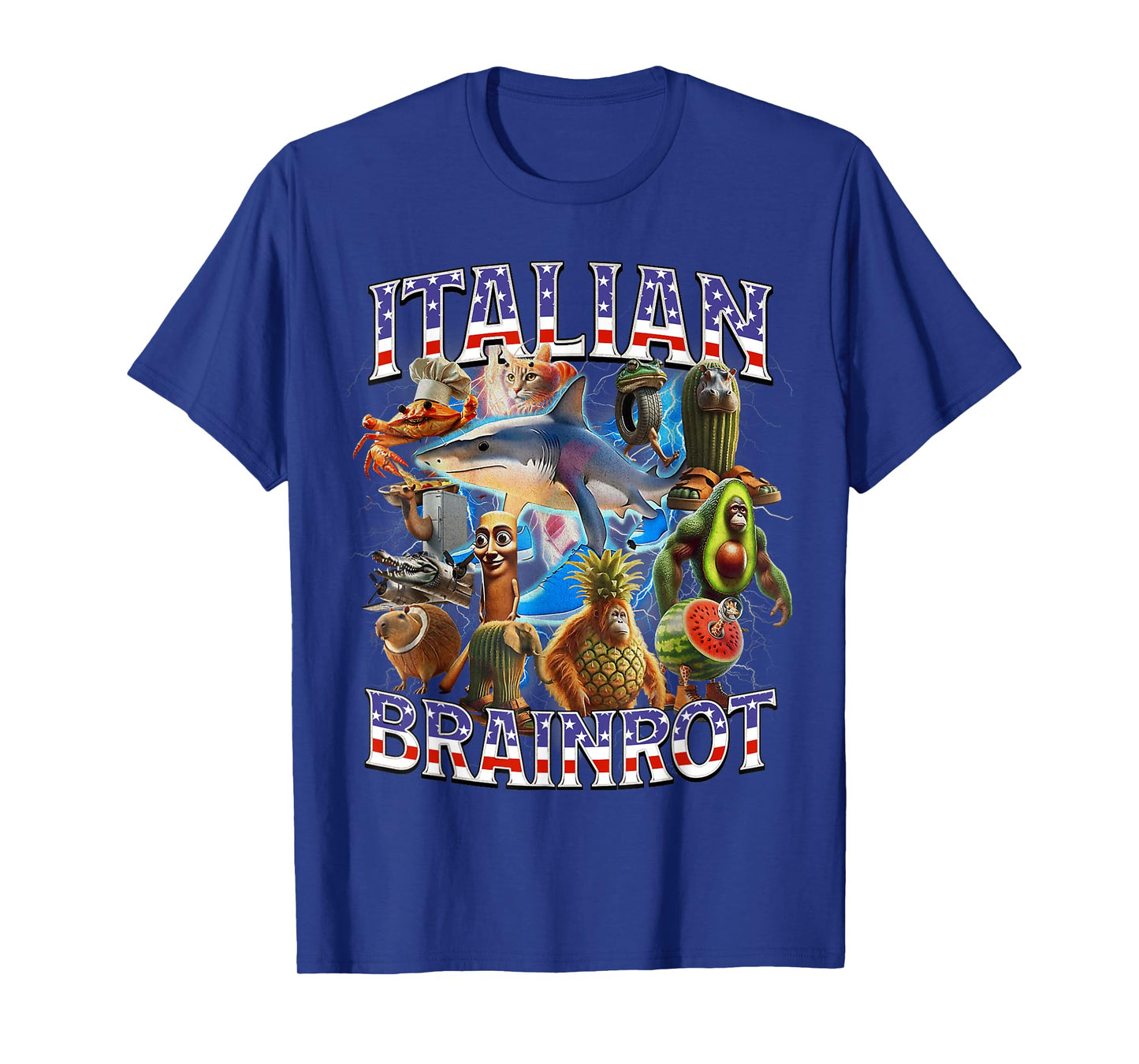 Italian Brainrot Big Meme 4th of July Flag Foot T-Shirt