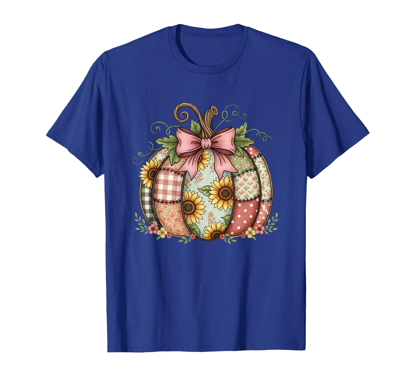 Sewing Mom Quilting Patchwork Pumpkin Quilt Floral Fall T-Shirt