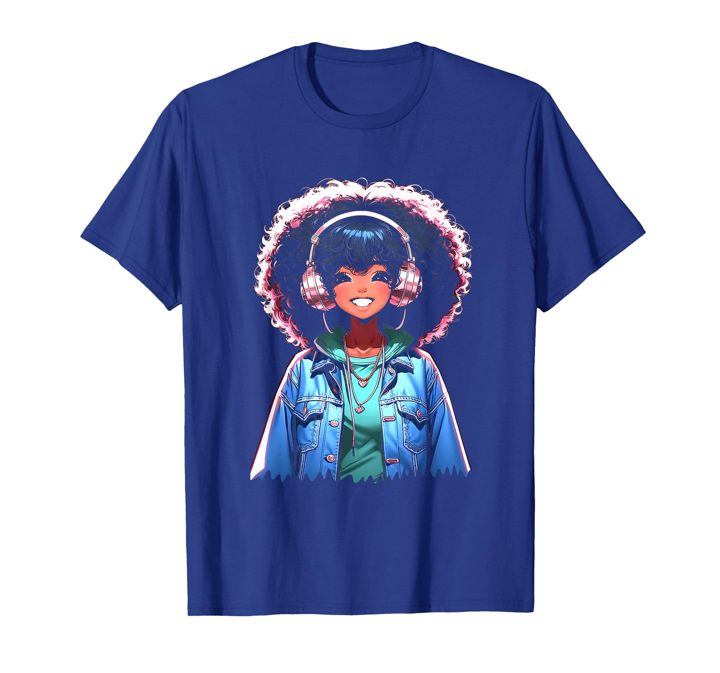 Anime and Music Black Girl Anime Merch Afro African American T-Shirt