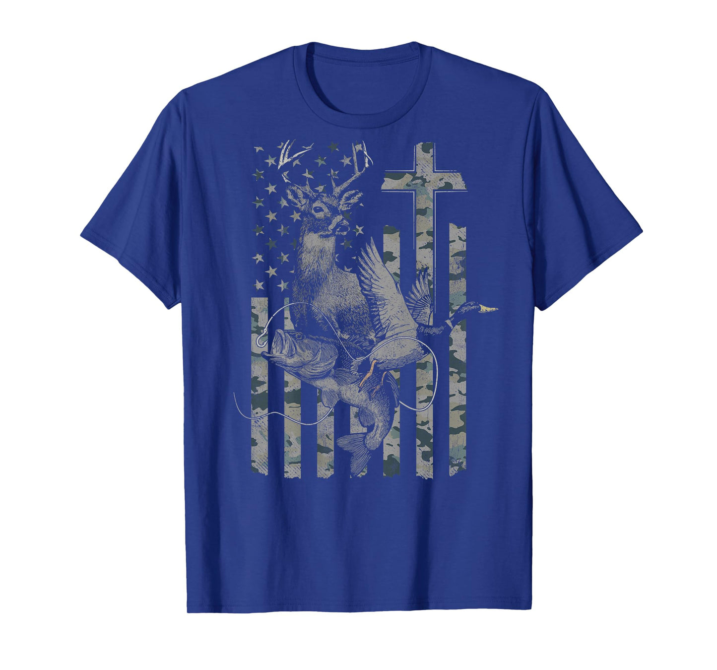 Christian Hunting and Fishing Camo (Design on Back) T-Shirt