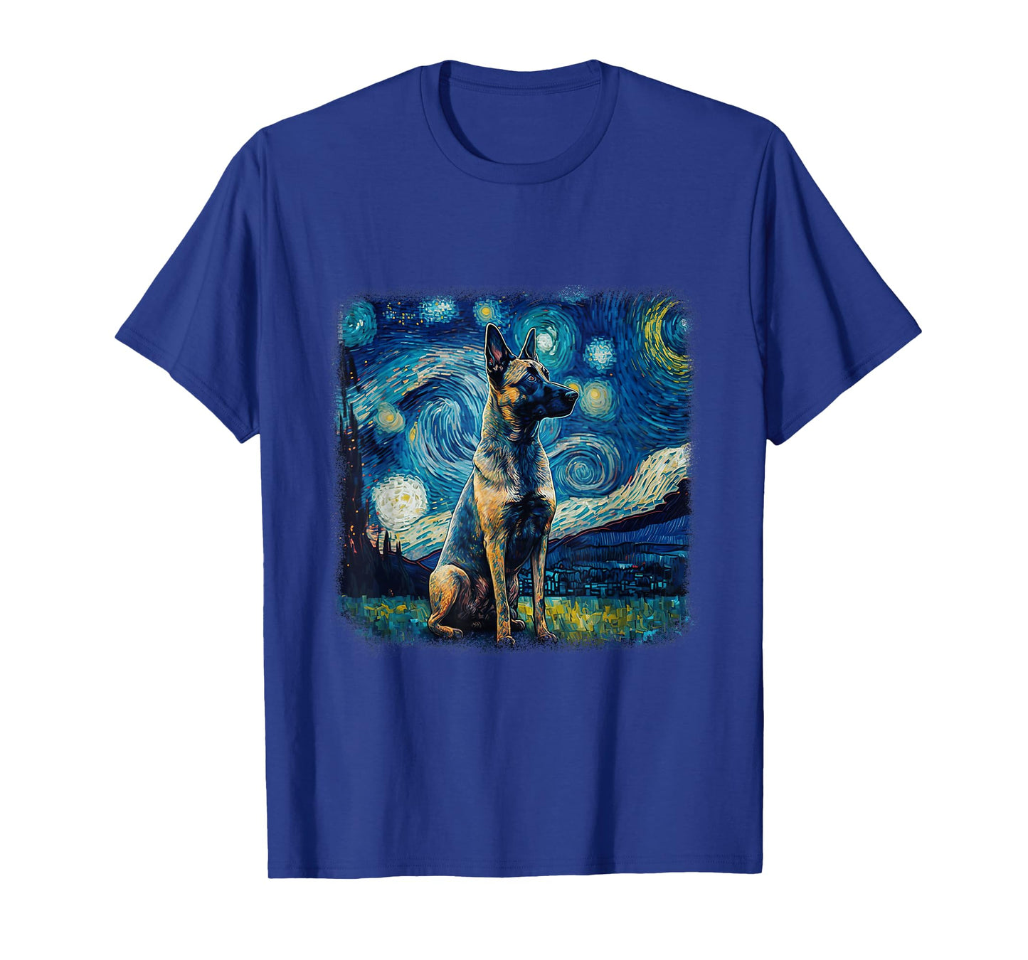 Dog in Starry Night Van Gogh Belgian Malinois T-Shirt