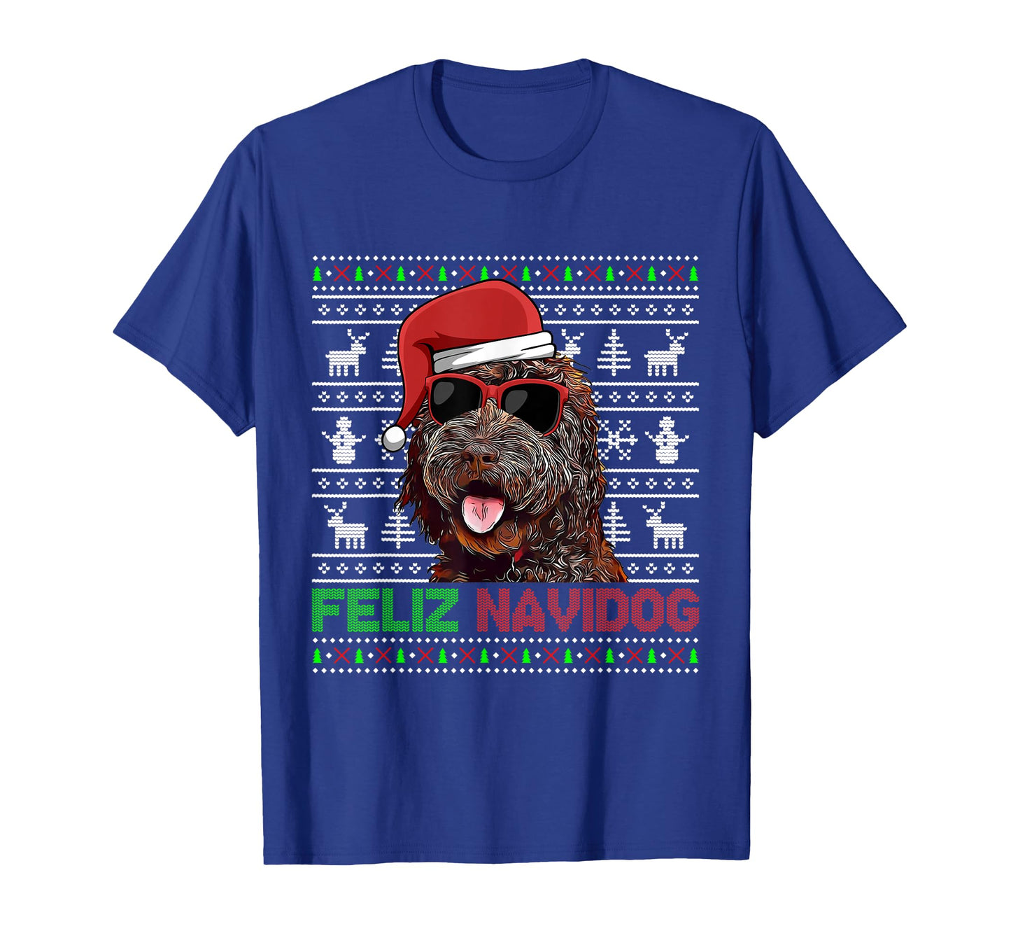 Barbet Dog Feliz Navidog Funny Christmas T-Shirt