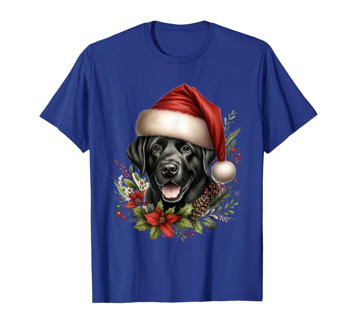 Christmas Black Labrador Lab Dog Watercolor Artwork T-Shirt
