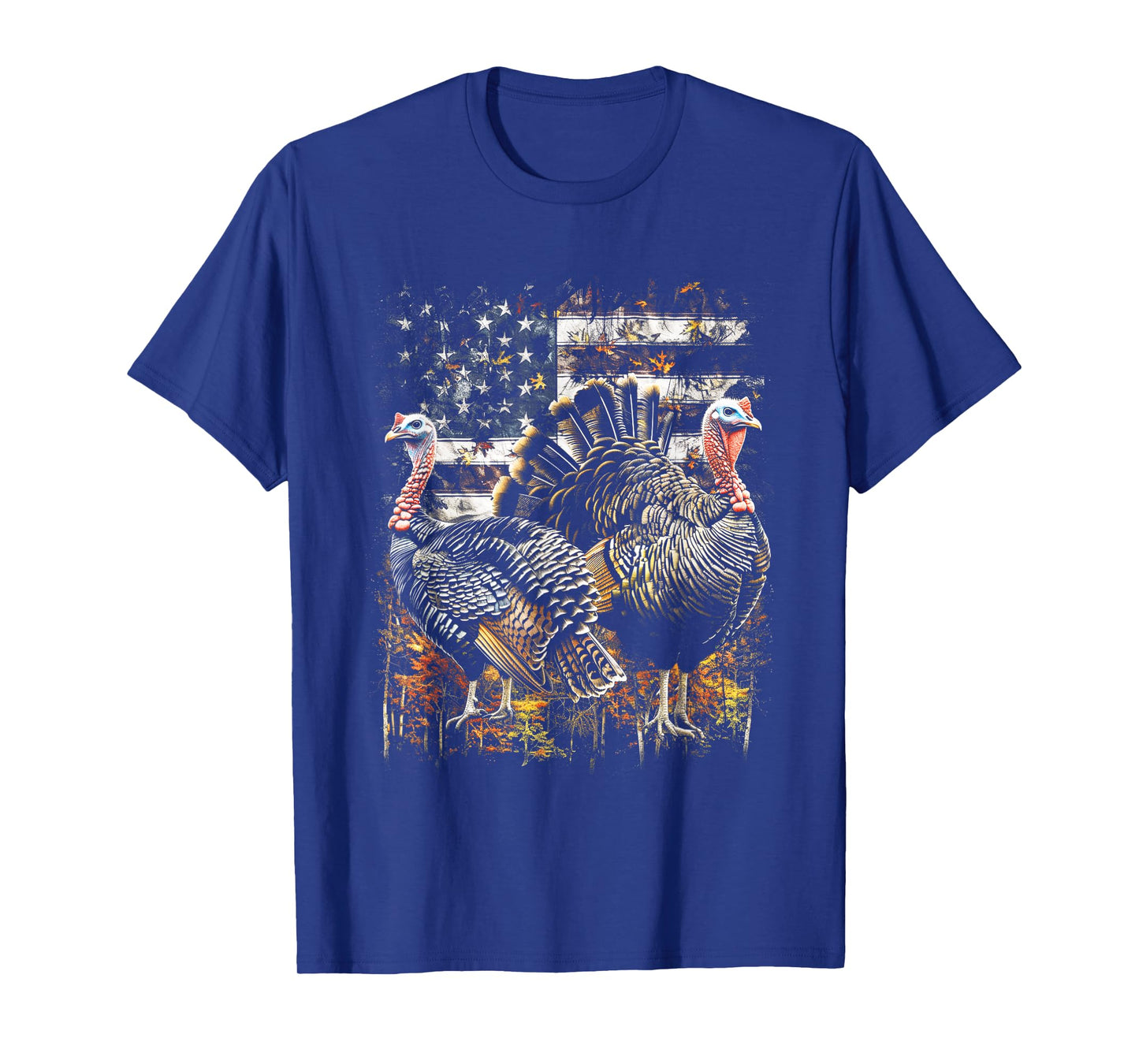 Beautiful Wild Turkey Hunting Camo American Flag T-Shirt
