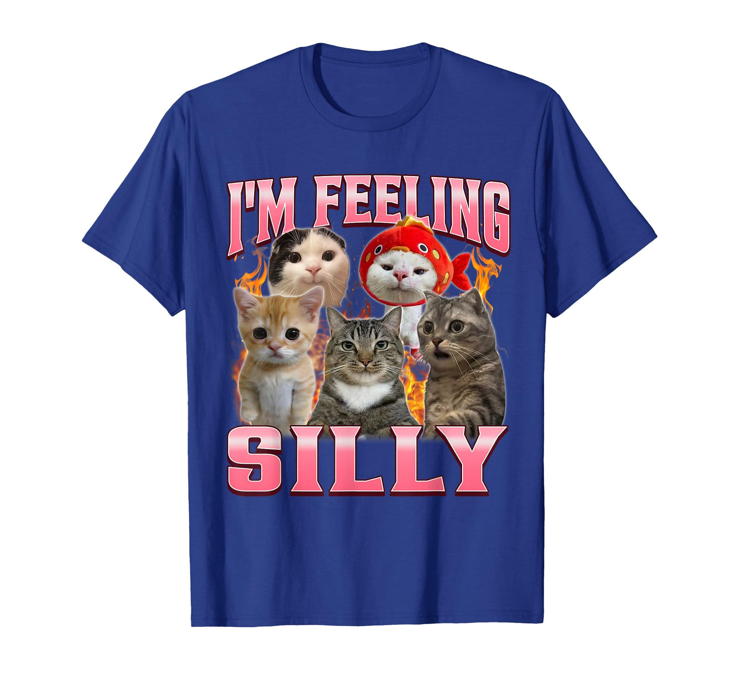 Funny I'm Feeling Silly Humor Cute Cat Meme Bootleg Graphic T-Shirt