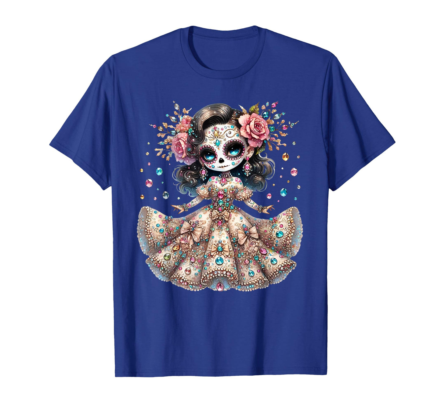 Rose Flower Woman Day Of The Dead Dia De Los Muertos Catrina T-Shirt