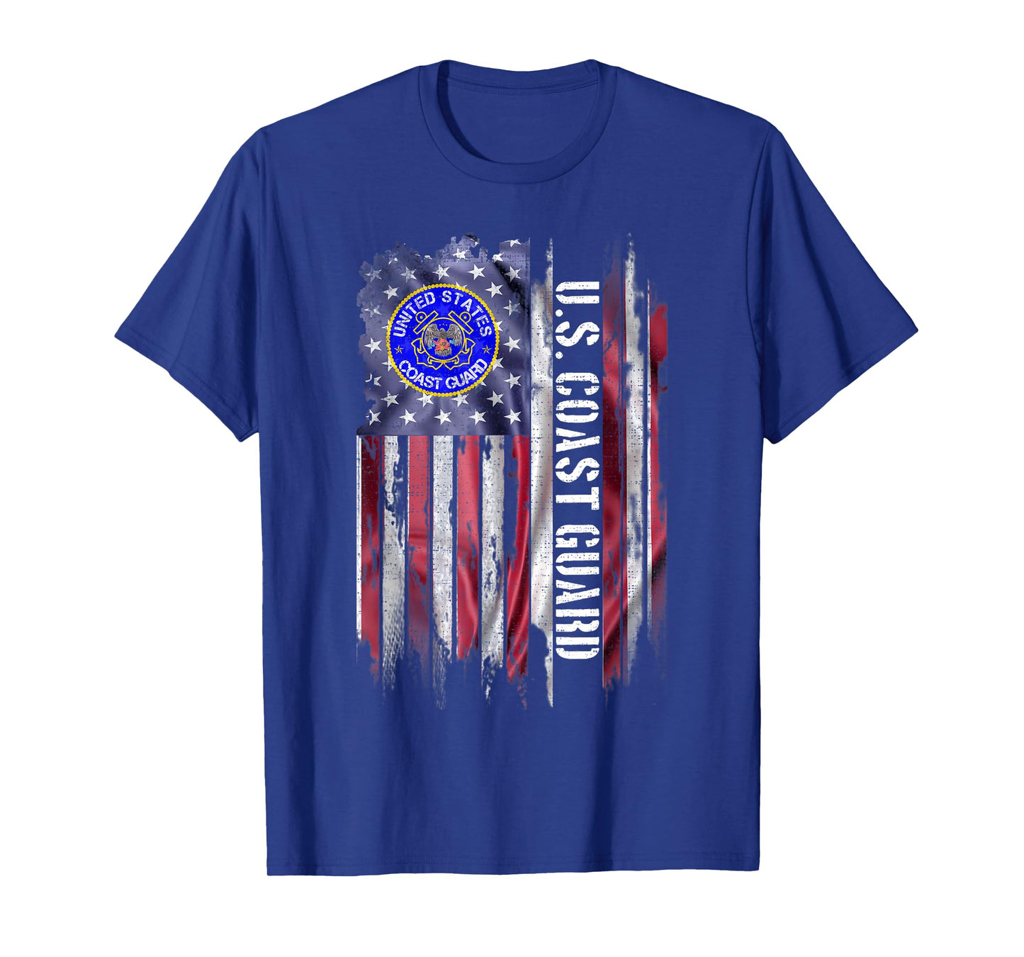 Vintage USA American Flag Proud US Coast Guard Veteran Funny T-Shirt