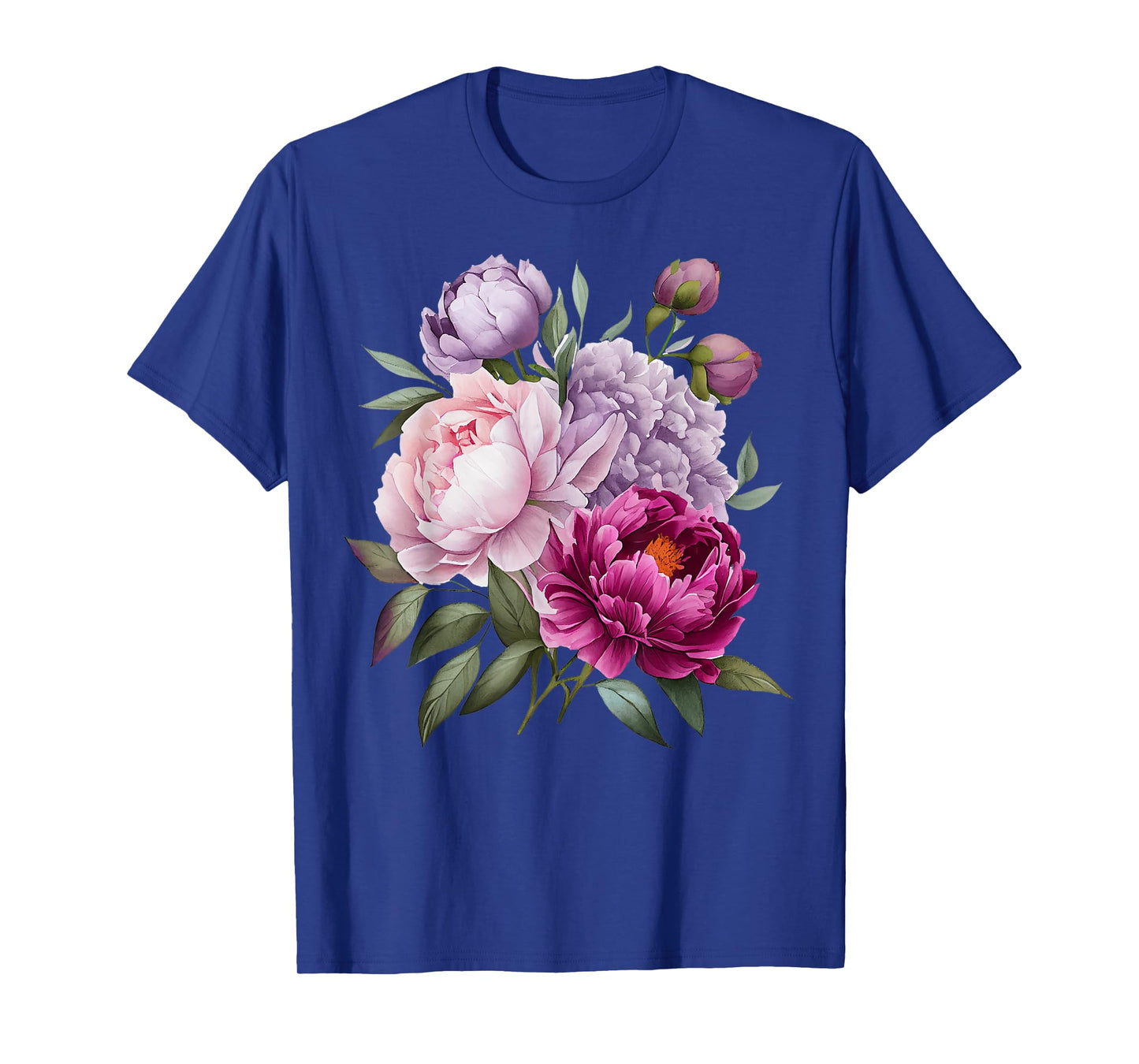 Peony Flowers Watercolor Lavender Purple Peonies Pink Peony T-Shirt