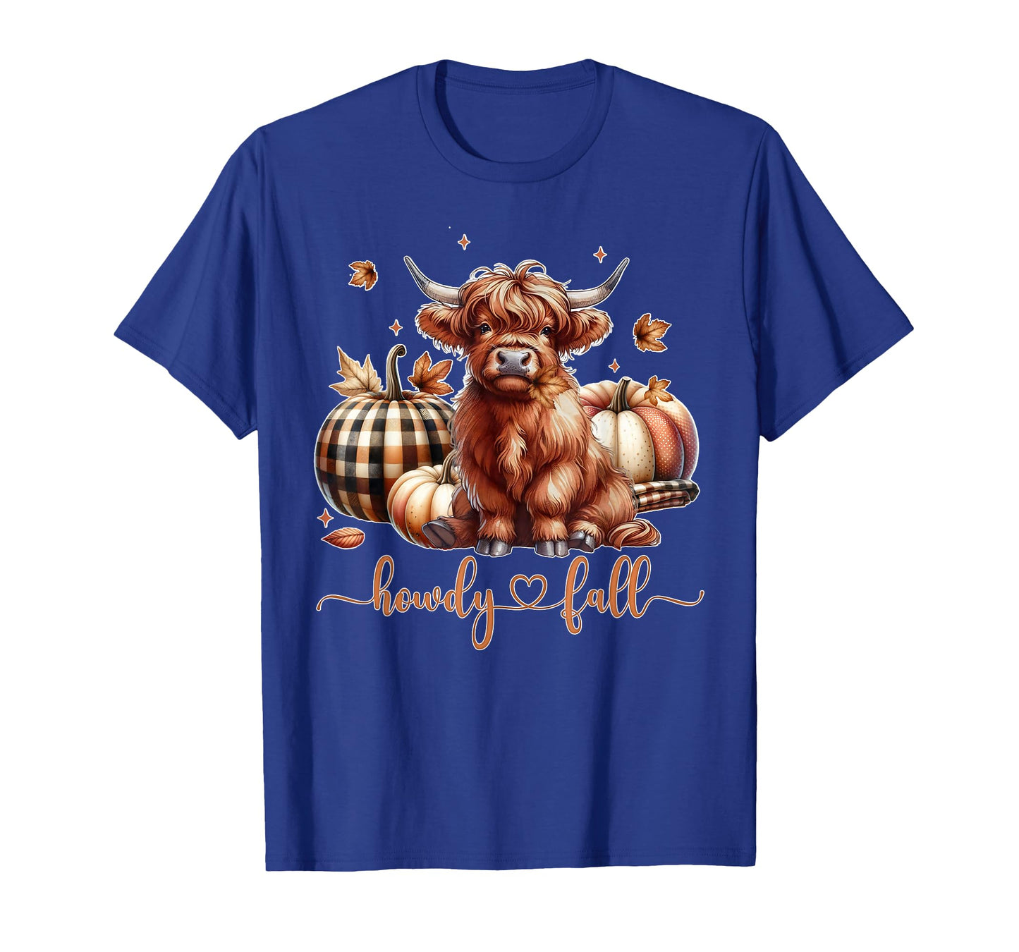 Howdy Fall Western Farm Country Highland Cow Autumn Pumpkin T-Shirt