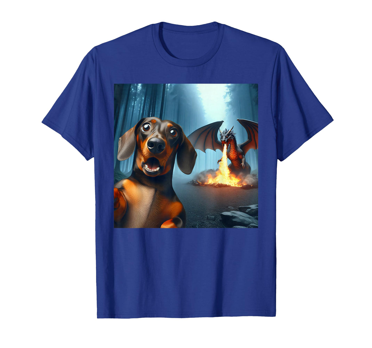 Dachshund Selfie with dragon surprised Dachshund dragon T-Shirt