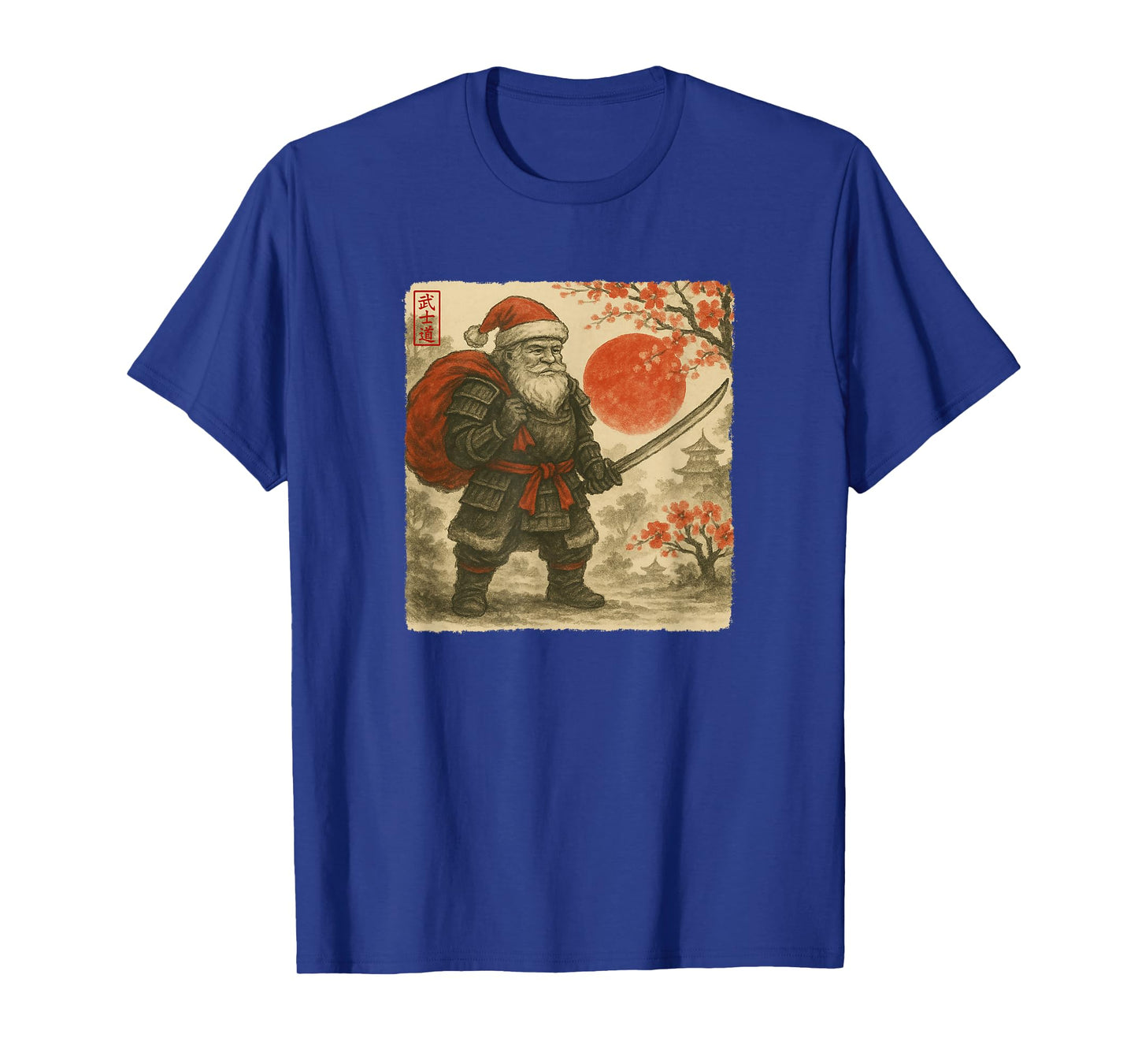 Santa Samurai Japanese Warrior Costume Sumi-e Art Funny T-Shirt