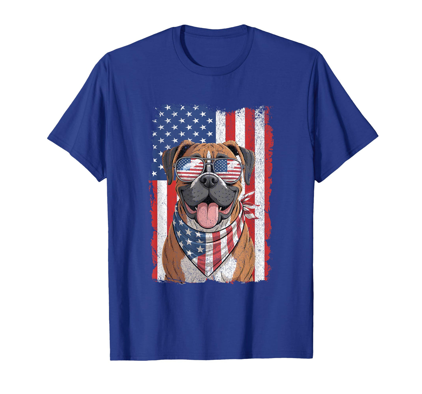 Boxer Dog 4th of July Dog Patriotic USA Flag Man Woman T-Shirt