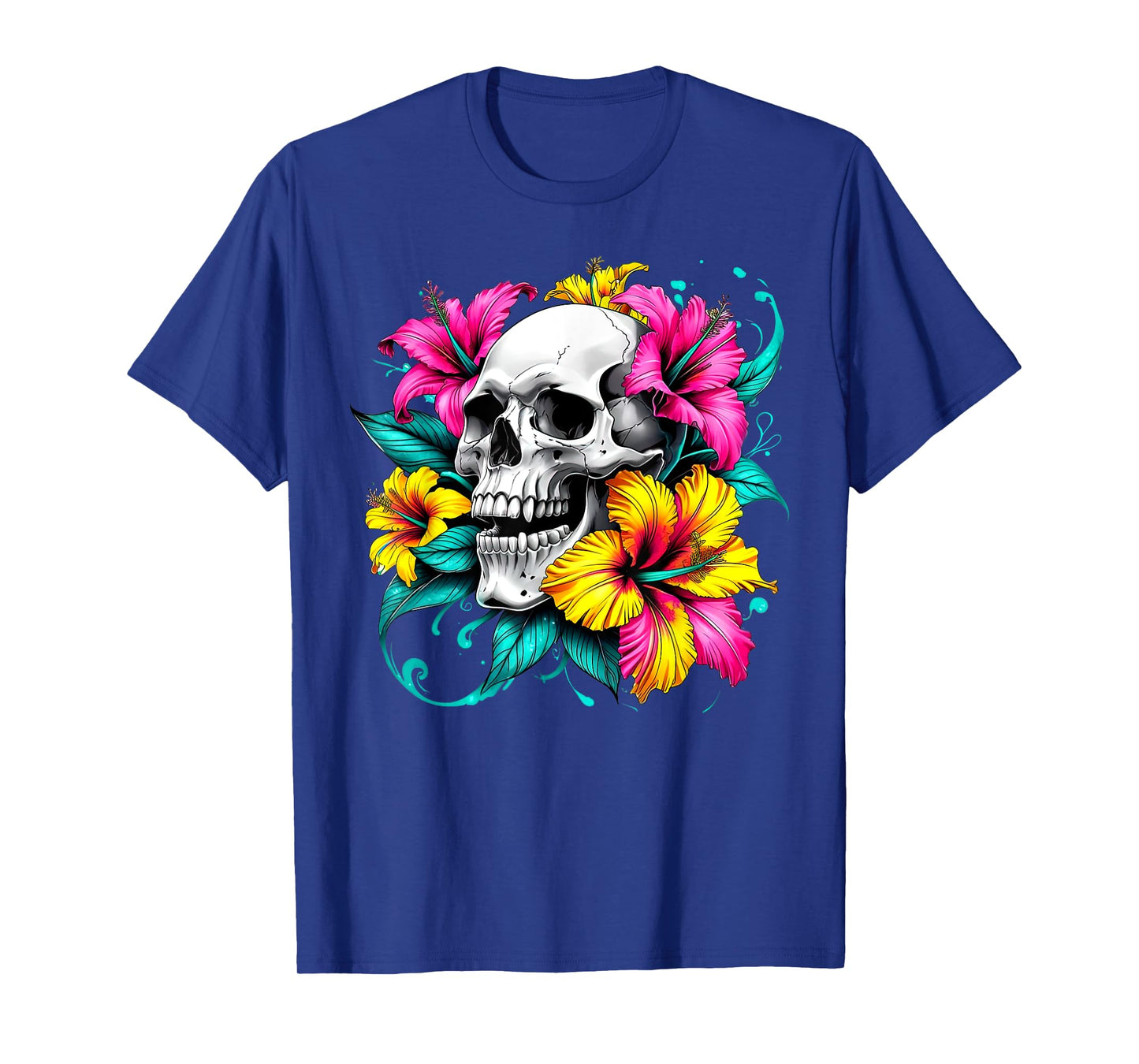 Skull Hibiscus Flower Mycologist Gothic Goth Flower Women T-Shirt