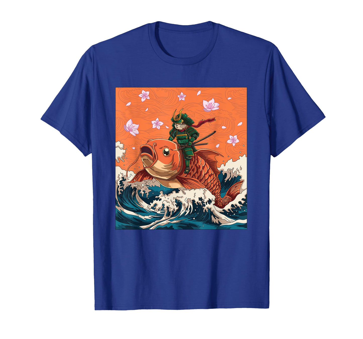 Vintage Japanese Samurai Neko Cat & Koi Fish | Ukiyo-e Style Men Women T-Shirt