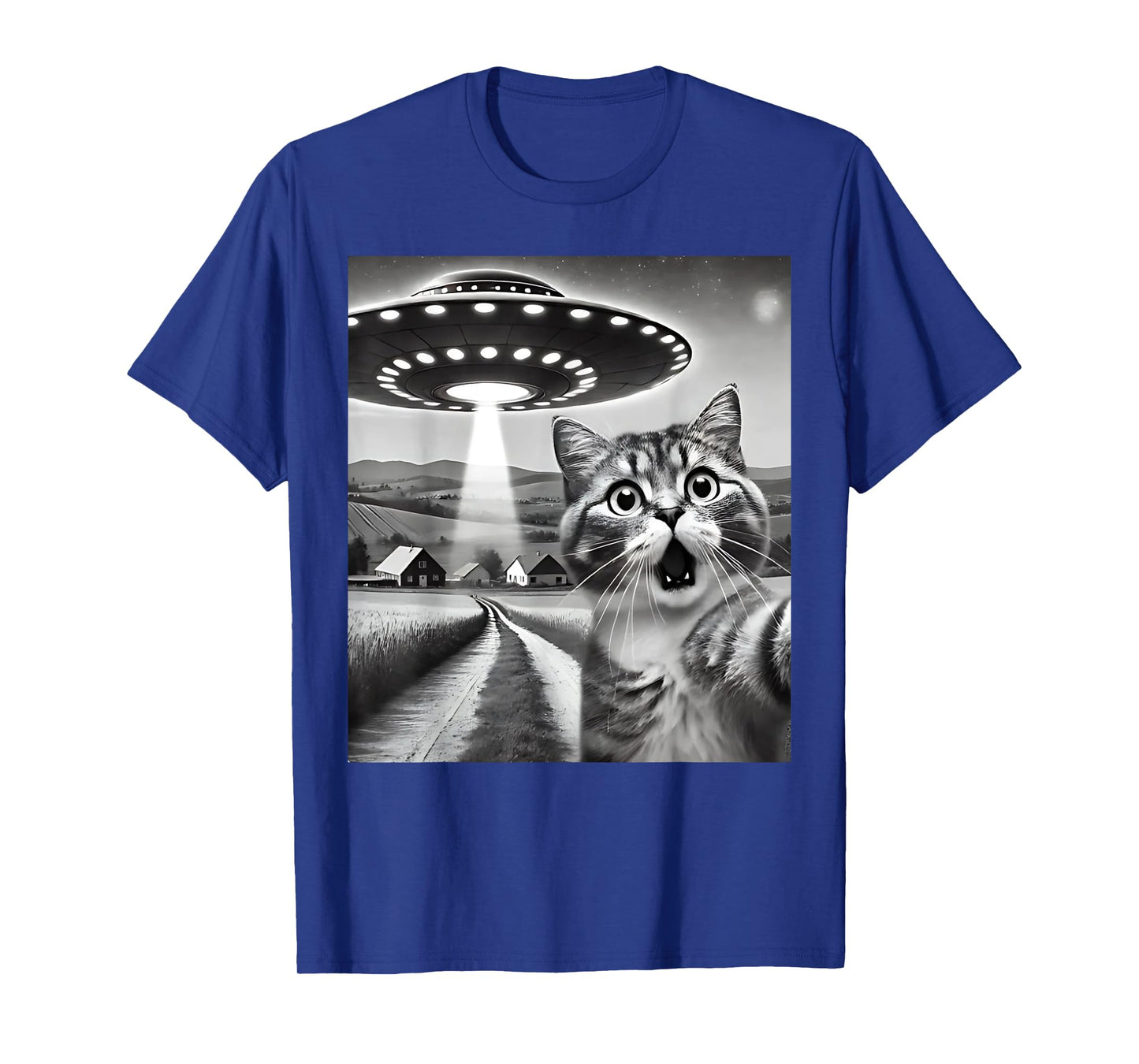 Cat Selfie With Alien UFO Funny Cat Gifts For Men Women Kid T-Shirt