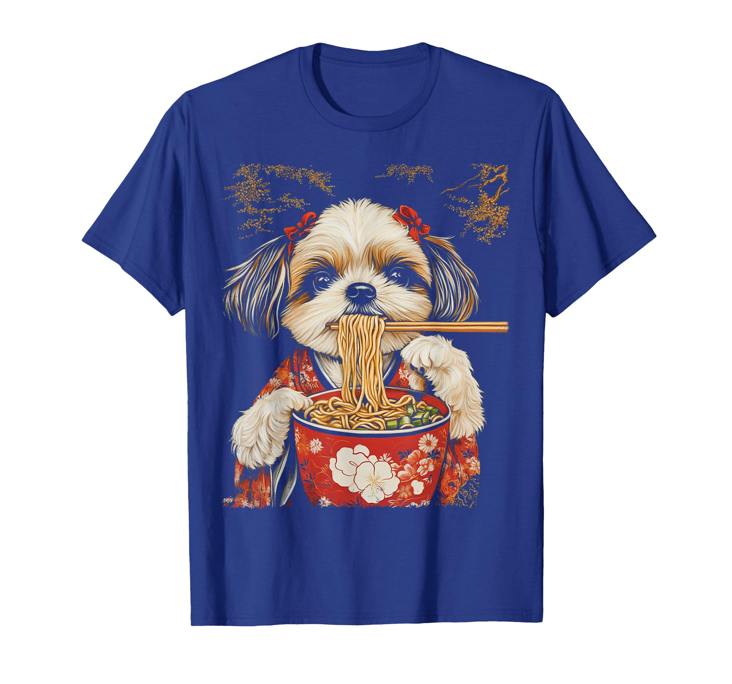 Japanese Art Shih Tzu Dog Eating Ramen T-Shirt