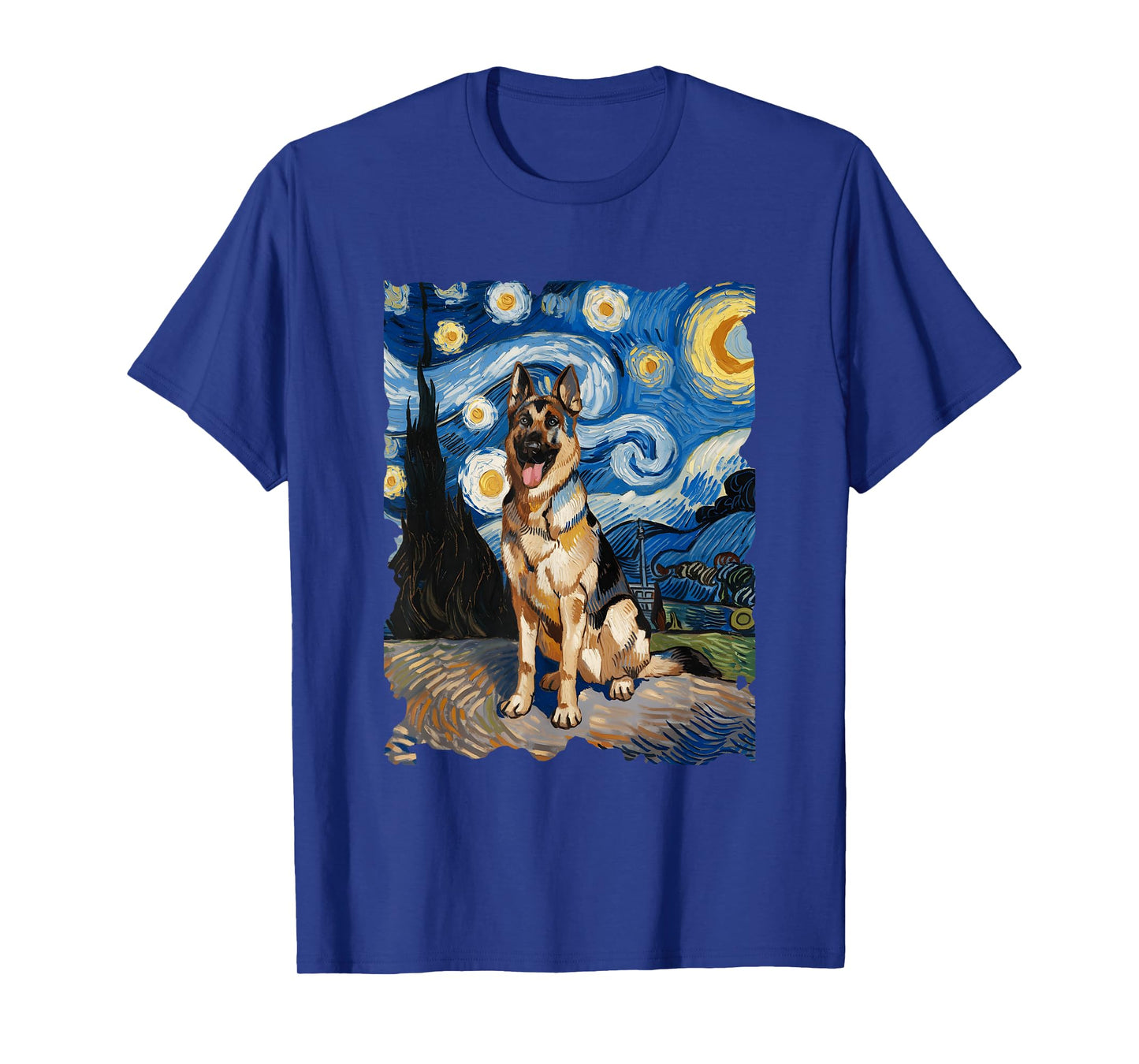 German Shepherd Starry Night - Funny Van Gogh Painting Dog T-Shirt