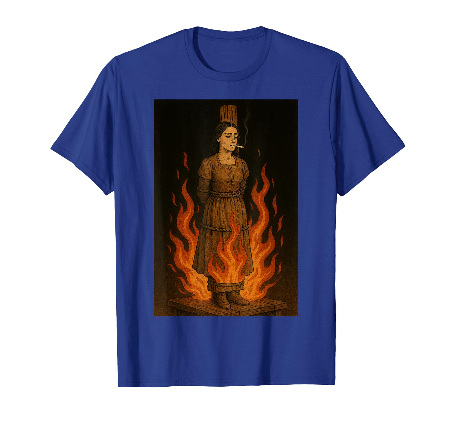 Witch Lighting Cigarette With Flames Occult Unholy Funny T-Shirt