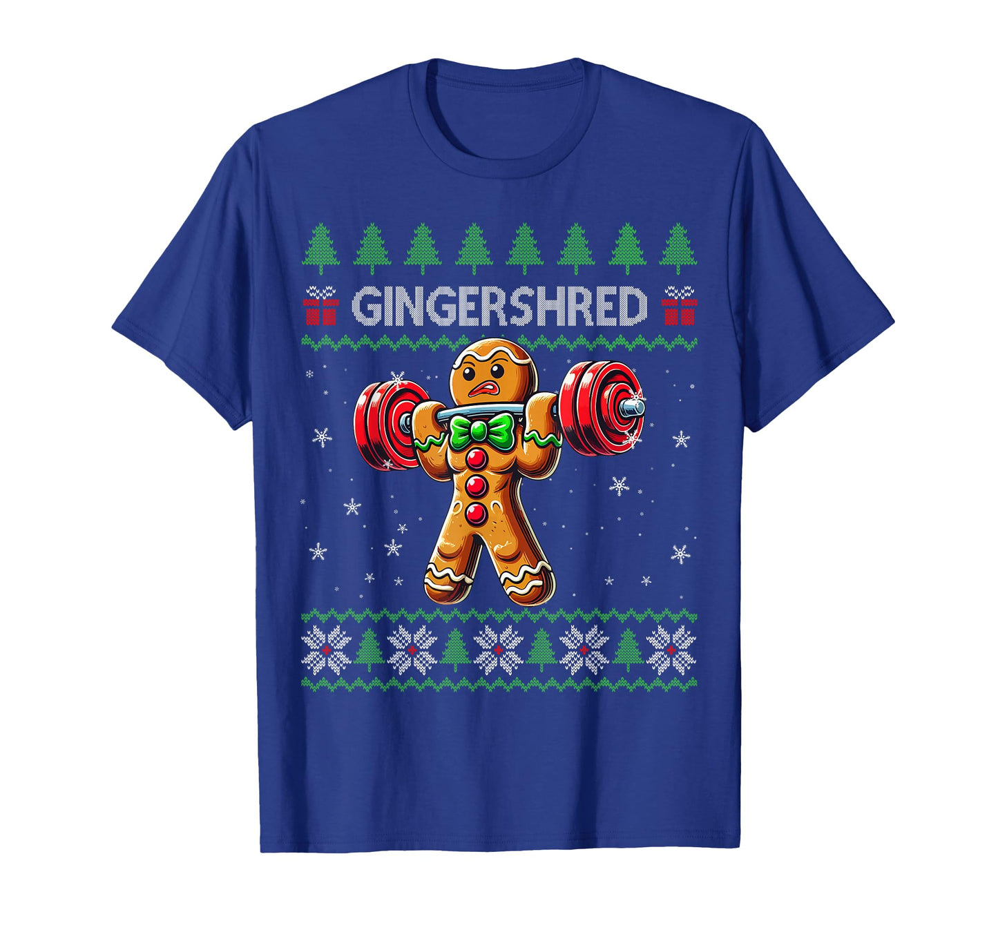Gingershred Gym Christmas Ugly Sweater Gingerbread Workout T-Shirt