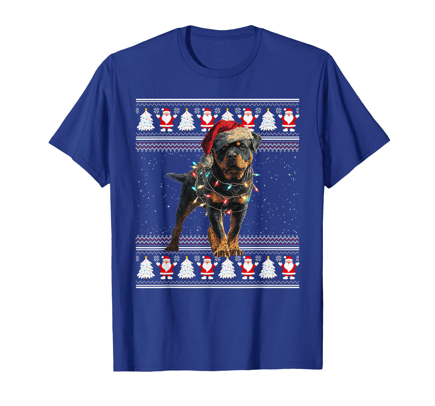 Rottweiler Ugly Christmas Sweaters Funny Dog Lights Xmas T-Shirt