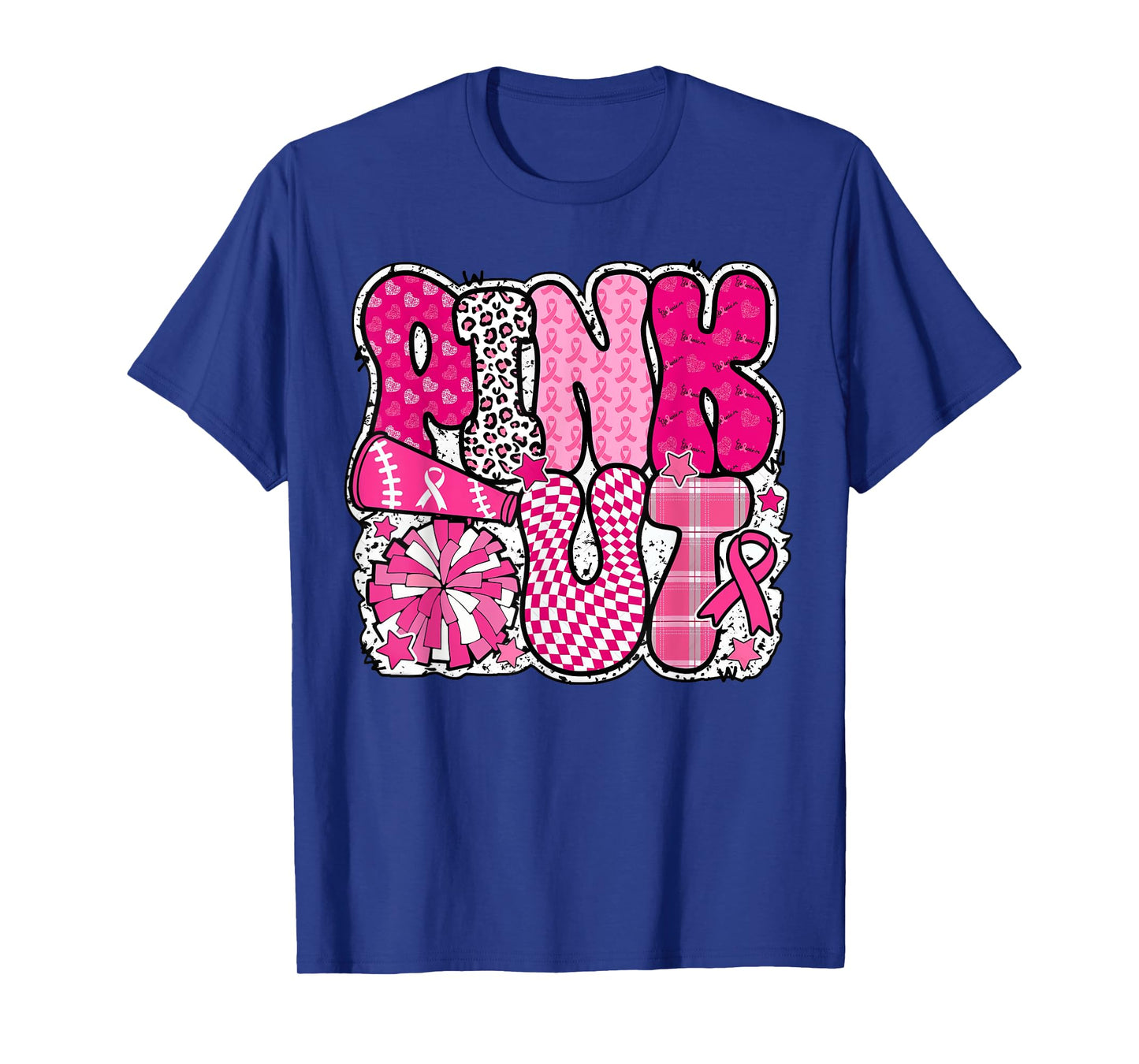 Pink Out Cheer Football Pink Ribbon Breast Cancer Awareness T-Shirt