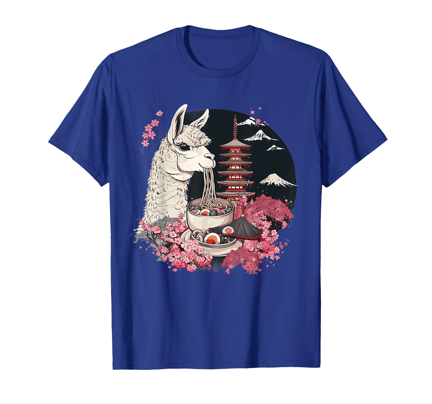 Llama Ramen Mount Fuji Sakura Pagoda Llamen Ramen Noodles T-Shirt