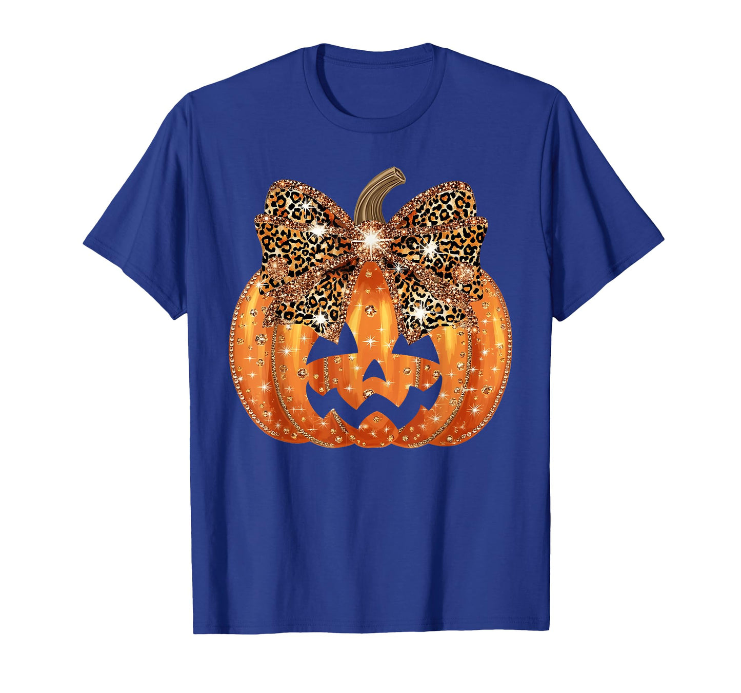 Pumpkin Leopard Coquette Bow Girly Women Girls Halloween T-Shirt