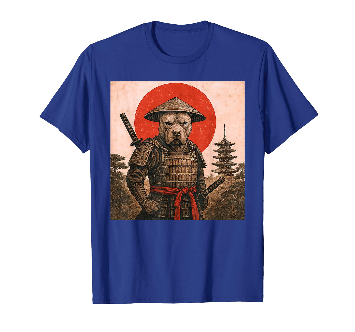 Pit Bull Samurai Warrior Vintage Japanese Ukiyo-e Dog Lover T-Shirt