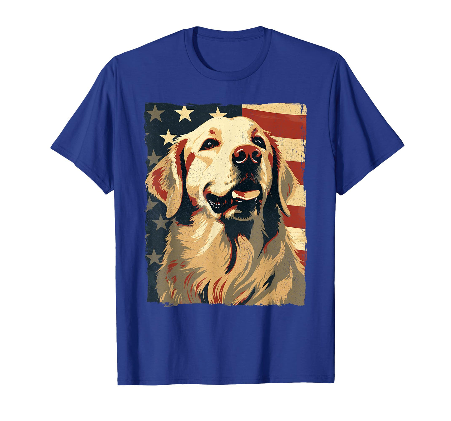Golden Retriever American Flag T-Shirt 4th of July Retriever T-Shirt