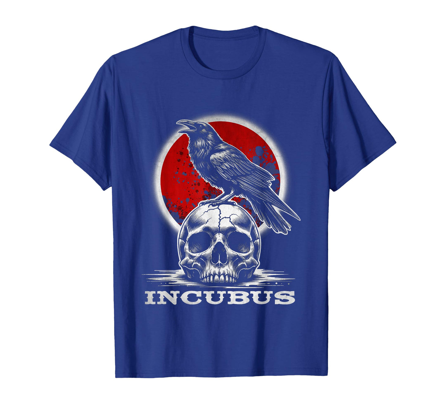Incubus Skull with Moon and Crow Gothic Halloween Art T-Shirt